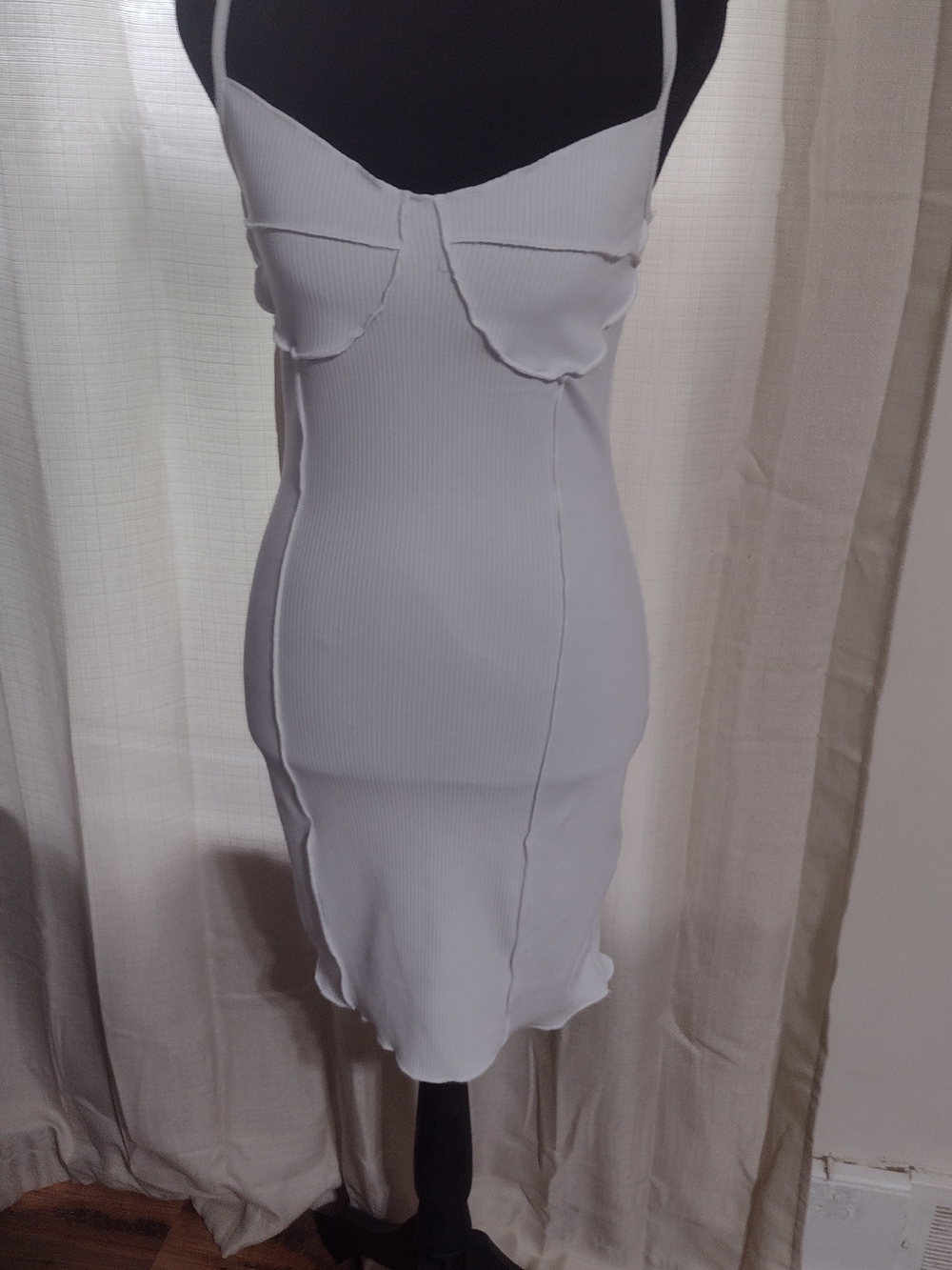 White Mini Bodycon Slip Dress with Shelf Bust